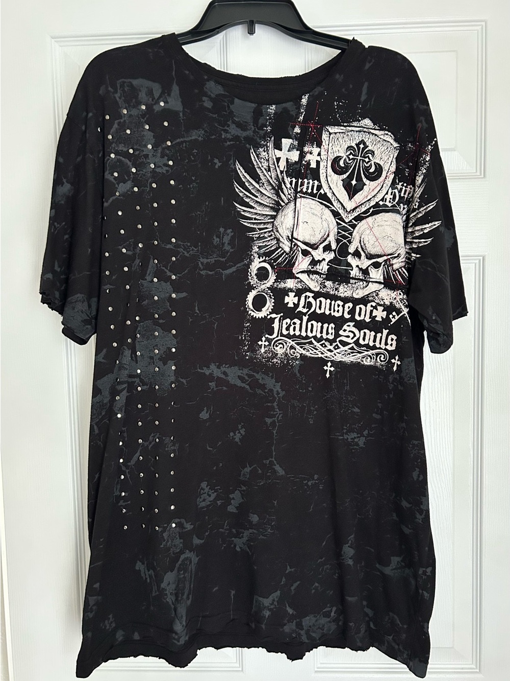 Affliction Black Graphic Men’s Studded T-Shirt house of jealous souls 2xl - Picture 1 of 4